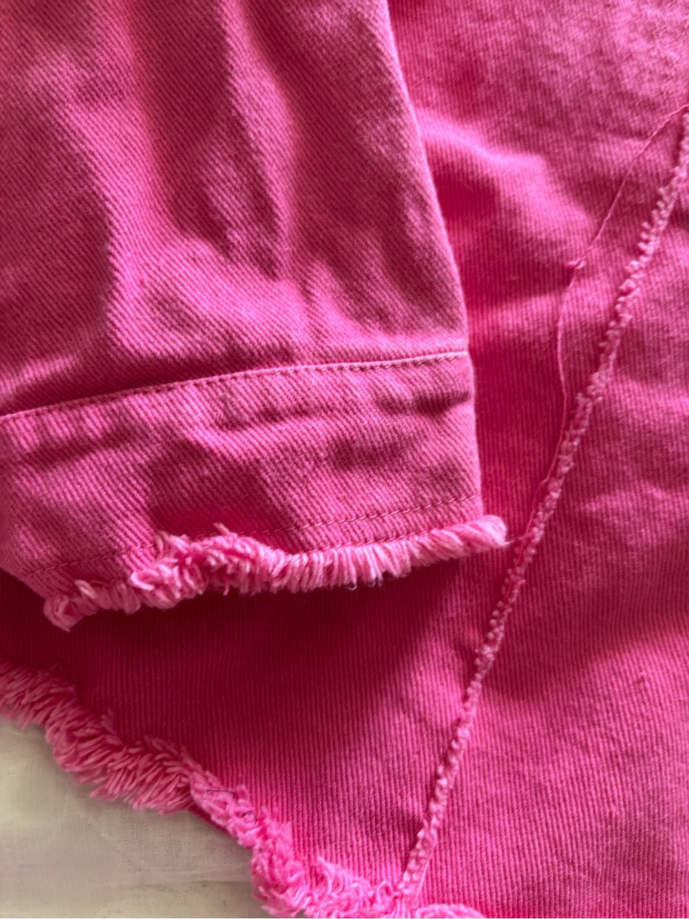 Fringe Button-Front Pink Jean Jacket - Picture 2 of 4